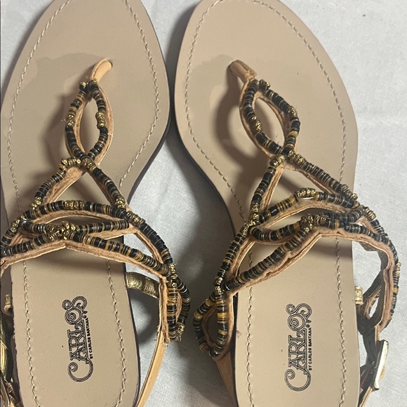 Carlos by Carlos Santana Beaded Sandals - Black and Tan - Picture 4 of 4